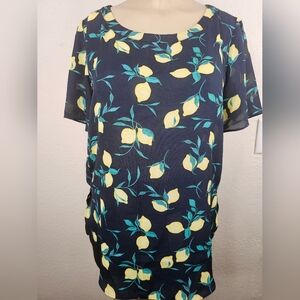 Navy Lemon Print Blouse Women's Banana Republic Nwt